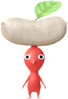 A Red Special Decor Pikmin with Wurst decor from Pikmin Bloom.