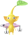 A yellow Decor Pikmin with the Waterside costume.