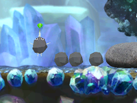 The rocky Rock Pikmin cutscene in Echo Cavern.