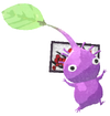 Lifelog artwork of a Purple Special Decor Pikmin with Flower Card decor from Pikmin Bloom.