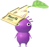 A Purple Pikmin with Mountain decor from Pikmin Bloom.