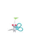An animation of a White Pikmin with a Scissor from Pikmin Bloom.