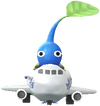 A Blue Airport Decor Pikmin with Toy Airplane decor from Pikmin Bloom.
