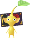 A Yellow Decor Pikmin in Flower Card decor. This is the texture used in the Decor Pikmin list, and doesn't reflect the 6 different card designs this Decor Pikmin can have.