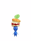 An animation of a Blue Pikmin with a Afternoon Tea from Pikmin Bloom.