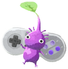 Lifelog artwork of a Purple Special Decor Pikmin with Nintendo Consoles '80-'95 decor from Pikmin Bloom.