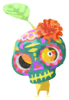 Lifelog artwork of a Yellow Special Decor Pikmin with Calavera decor from Pikmin Bloom.