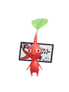 An animation of a Red Pikmin with a Flower Card from Pikmin Bloom.