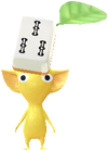A Yellow Special Decor Pikmin with Mahjong Tile decor from Pikmin Bloom.