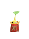 An animation of a Yellow Pikmin with a Lunar New Year Ornament: Red from Pikmin Bloom