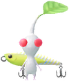 A White Waterside Decor Pikmin with Fishing Lure decor from Pikmin Bloom.