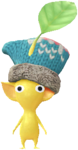 A special event Yellow Decor Pikmin wearing a blue Mitten.