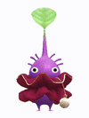 An animation of a purple Pikmin with a hairtie from Pikmin Bloom.