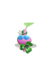 An animation of a Winged Pikmin with a 3 leaf clover from Pikmin Bloom