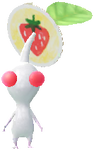 Special White Decor Pikmin with a spring inspired sticker. The sticker features a Strawberry.