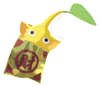 Lifelog artwork of a Yellow Special Decor Pikmin with Lunar New Year Ornament: Gold decor from Pikmin Bloom.
