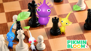 Promotional image for the 2022 Chess Piece Event in Pikmin Bloom.