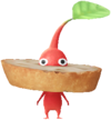 A red Decor Pikmin with the Bakery costume.