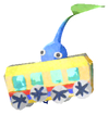 Lifelog artwork of a Blue Station Decor Pikmin with Paper Train decor from Pikmin Bloom.