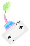 Lifelog artwork of a Winged Special Decor Pikmin with Playing Card decor from Pikmin Bloom.