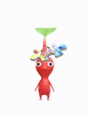 An animation of a red Pikmin with a puzzle piece from Pikmin Bloom.