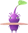 A Purple Special Decor Pikmin with Wurst decor from Pikmin Bloom.