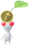 A White Roadside Decor Pikmin with Coin (Rare) decor from Pikmin Bloom.