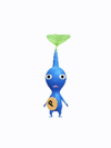 An animation of a blue Pikmin with an orange sticker from Pikmin Bloom.