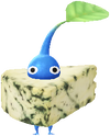 A special Blue Decor Pikmin with a Cheese costume from Pikmin Bloom.