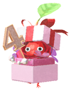 Lifelog artwork of a Red Special Decor Pikmin with 4th Anniversary Flower Box decor from Pikmin Bloom.