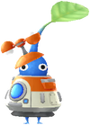 A Blue Special Decor Pikmin with Pikmin 4 Spaceship decor from Pikmin Bloom.
