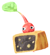 Lifelog artwork of a Red Special Decor Pikmin with Mooncake decor from Pikmin Bloom.