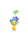 An animation of a Yellow Pikmin with a Hair Tie from Pikmin Bloom