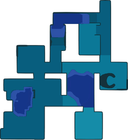The texture for Subzero Sauna Sublevel 2's radar map in Pikmin 4, rotated to face north and with the water edited in.