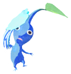 Lifelog artwork of a Blue Special Decor Pikmin with Reverse Valentine’s Day Sticker decor from Pikmin Bloom.