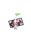 An animation of a White Pikmin with a Flower Card from Pikmin Bloom