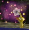 A Yellow Pikmin under the effect of the purple dust released by the Vehemoth Phosbat.