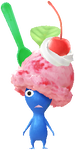 A special Blue Decor Pikmin with an Ice Cream costume from Pikmin Bloom.