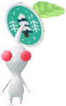 A White Special Decor Pikmin with Winter Sticker decor from Pikmin Bloom.