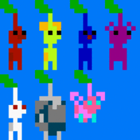 A pixel animation of Pikmin created by CrazyCow.