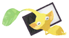 Lifelog artwork of a Yellow Special Decor Pikmin with Hanafuda Card (Volume 1) decor from Pikmin Bloom.