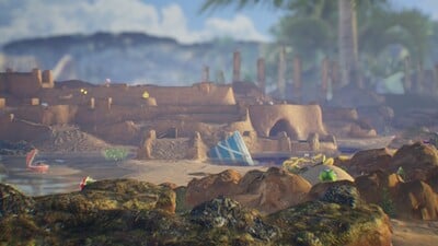 The first shot of the Serene Shores's introduction cutscene.