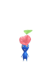 An animation of a Blue Pikmin with a Chocolate from Pikmin Bloom.