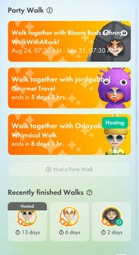 The Party Walk section of the challenge list.