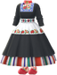 "Embroidered Apron Dress (Black)" Mii costume in Pikmin Bloom.