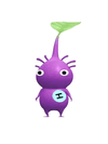 An animation of a Purple Pikmin with a Blue Sticker from Pikmin Bloom