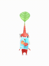 An animation of a Red Pikmin with a Stamp from Pikmin Bloom.