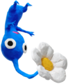 Clay art of a Blue Pikmin being thrown.