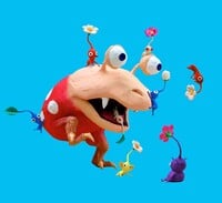 Clay art of several Pikmin fighting a Bulborb, from Pikmin 2.