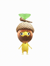 An animation of a Yellow Pikmin with a Acorn from Pikmin Bloom.